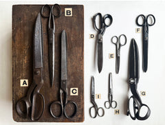 A collection of antique and vintage scissors and shears, including tailor's shears, paper scissors and household scissors, and all with good cutting blades.