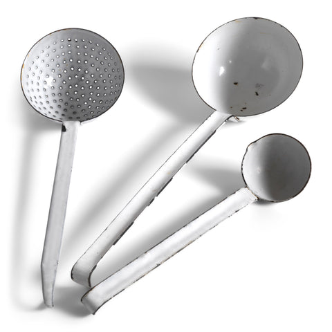 White Enamel Ladles
