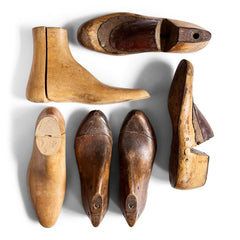 A collection of Victorian and Edwardian wooden shoe lasts - all very visual, and with a good dose of patina and beautiful historical wear.