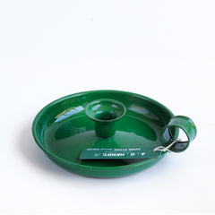 Green enamel candle holder