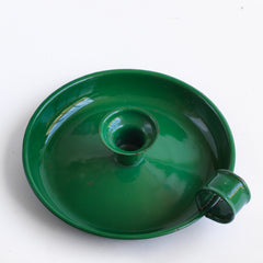 Green enamel candle holder