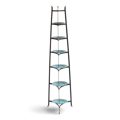 A large antique cast steel saucepan stand that will hold up to 6 saucepans. It would also make a great houseplant stand for trailing plants, or could hold stacks of plates in graduating sizes.