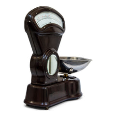 An extremely rare set of 1930s Asco sweet shop scales&nbsp;in a rich, dark bitter-chocolate brown Bakelite, with a wonderful high-polish finish - and in stunning condition. 