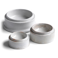 Our antique ironstone dishes are the bases of Victorian paste pots.