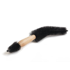 A traditional bicycle cleaning brush with wood handle, and excellent for getting between the spokes of the wheels.