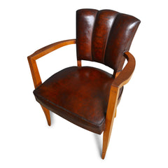 French Leather Bridge Chairs