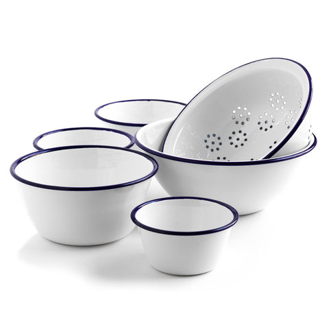 White Enamel Preparation & Serving Set