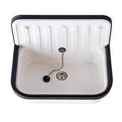 Designed in Germany in the 1930s, this enamel wall-mounted sink was originally intended for use in bucket rooms and outhouses. &nbsp;Today its good looks have taken it to beyond utility use, and it now can look equally as good in the kitchen or bathroom, as well as the scullery or shed.