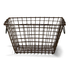 French oyster baskets constructed from heavy-duty wire and with swing loop handles for carrying - they make a stunning fireside basket for the easy access of kindling or small logs, and are great for holding magazines and newspapers.