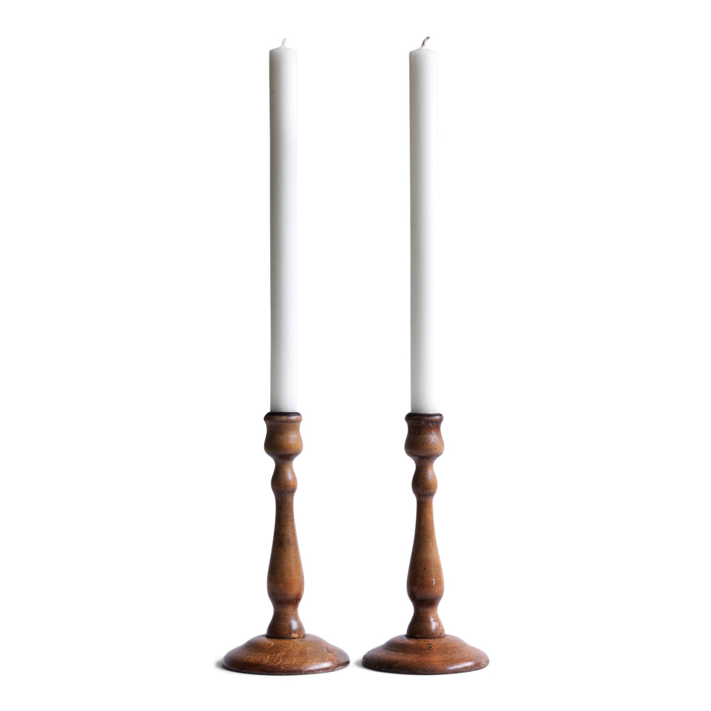 A very handsome pair of 1920s turned oak candlesticks.