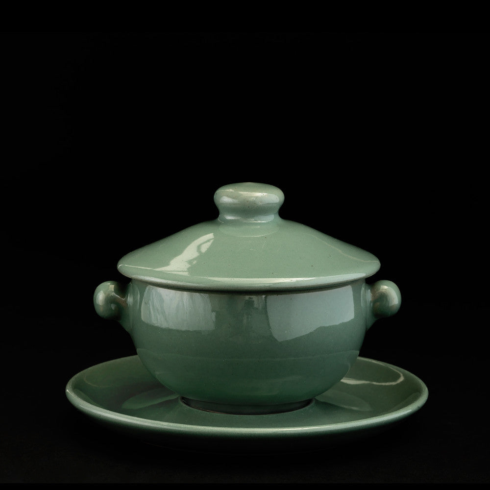 Soup bowl with lid and saucer