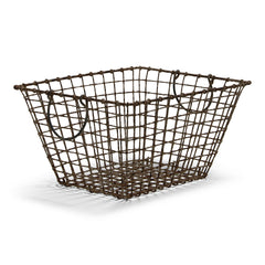 French oyster baskets constructed from heavy-duty wire and with swing loop handles for carrying - they make a stunning fireside basket for the easy access of kindling or small logs, and are great for holding magazines and newspapers.