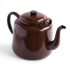 A striking and very large vintage brown enamel canteen teapot, capable of delivering around 12 - 16 cups of tea.
