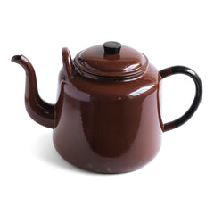 A striking and very large vintage brown enamel canteen teapot, capable of delivering around 12 - 16 cups of tea.