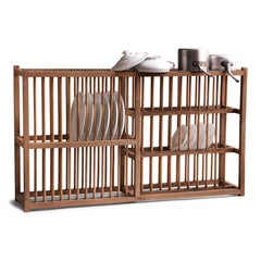 A large vintage country house scrubbed pine plate draining rack which can either be surface stood or wall mounted. Beautifully constructed with full-length plate dividing spindles that pass through both sections. Pots and bowls can be put to drain upside down on its top bars, and it accommodates modern-day large dinner plates comfortably.  It holds up to 26 large plates and platters, and 33 smaller plates. This wonderful rack is super-sized and all original - a rare find these days.