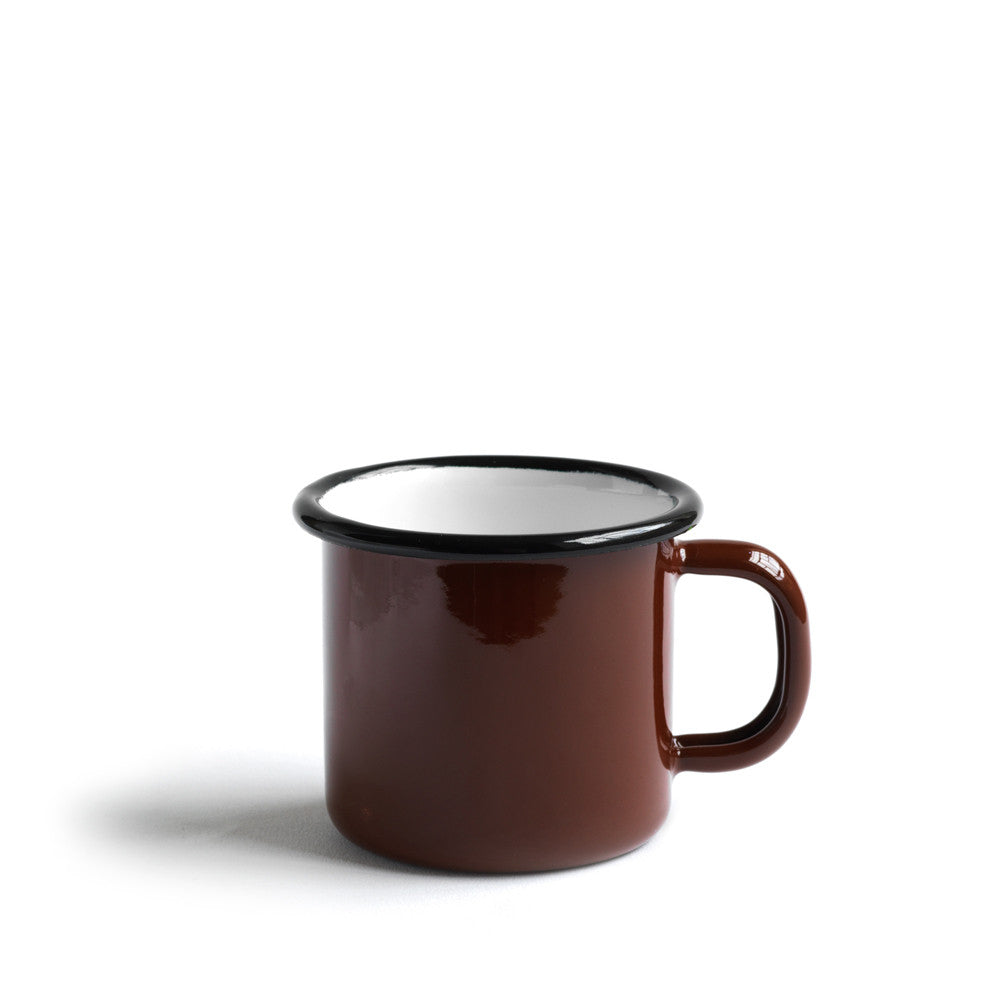 Brown enamel espresso mug