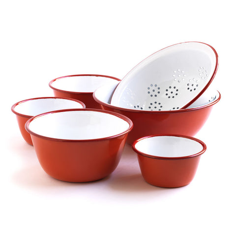 Red Enamel Preparation & Serving Set